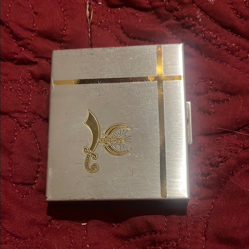 Masonic Silver and Gold Decorative Makeup compact with Mirror Vintage